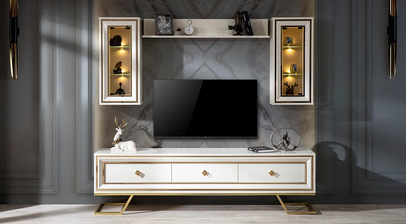 Palermo Metal Leg Tv Unit (White)