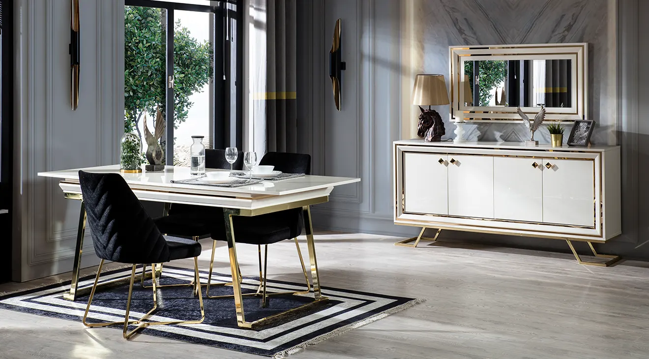 Palermo Metal Leg Dining Room Set (White)