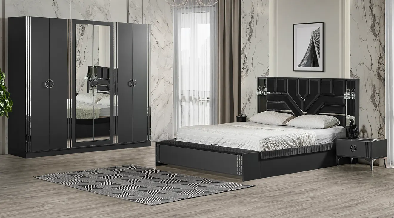 Roma Anthracite 6 Door Bedroom Set