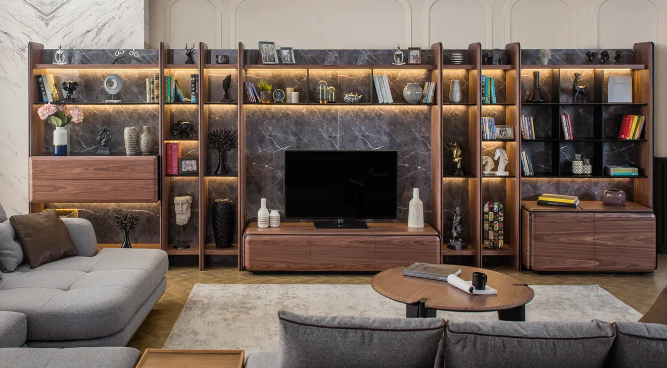 Odessa Walnut Modern TV Unit