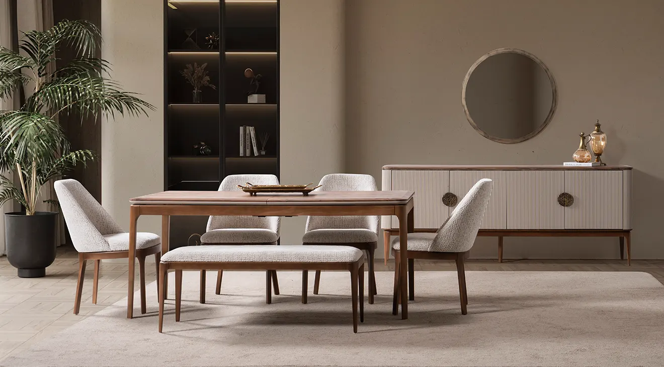 Tokyo Wooden Leg Modern Dining Room Set