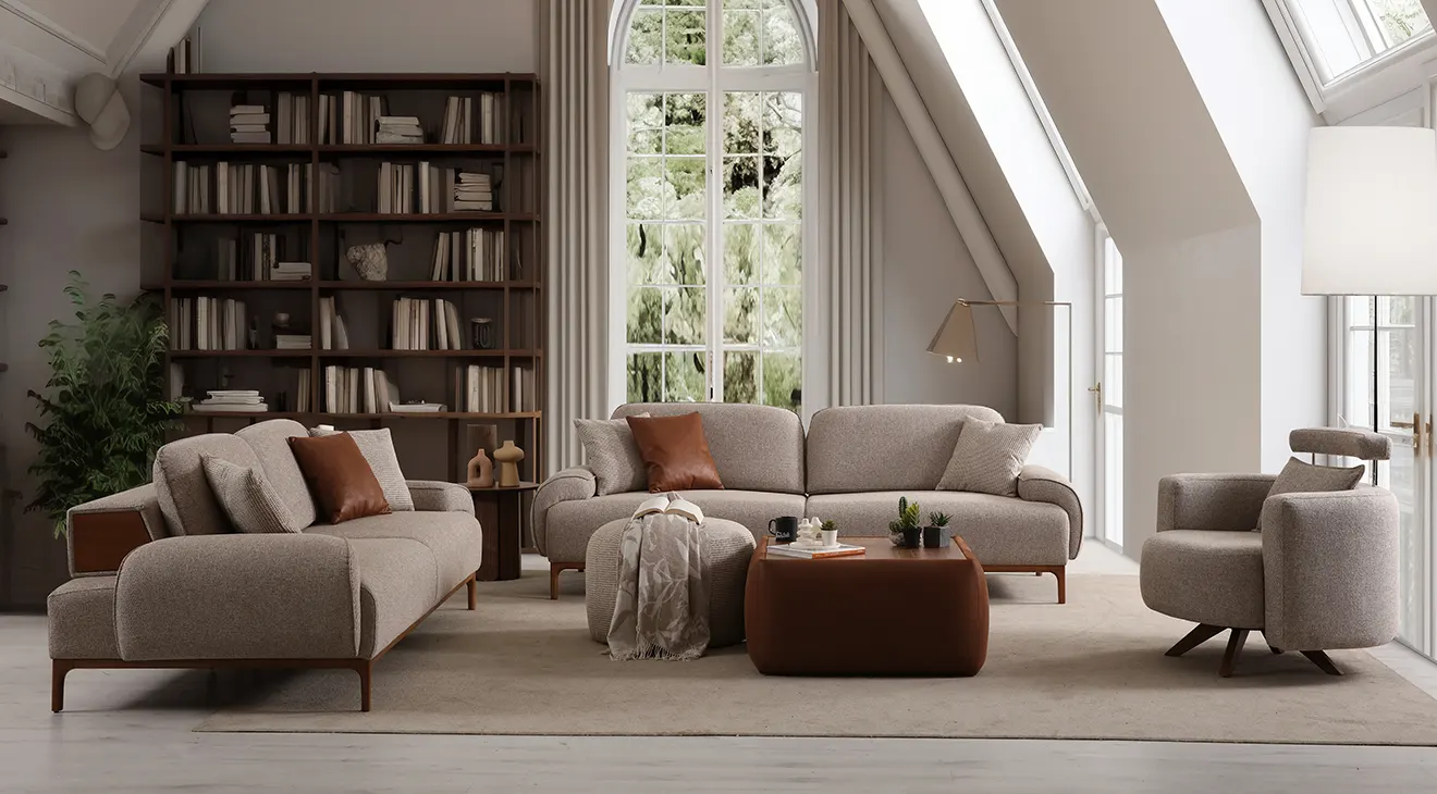 Verona Wooden Legs Sofa Set