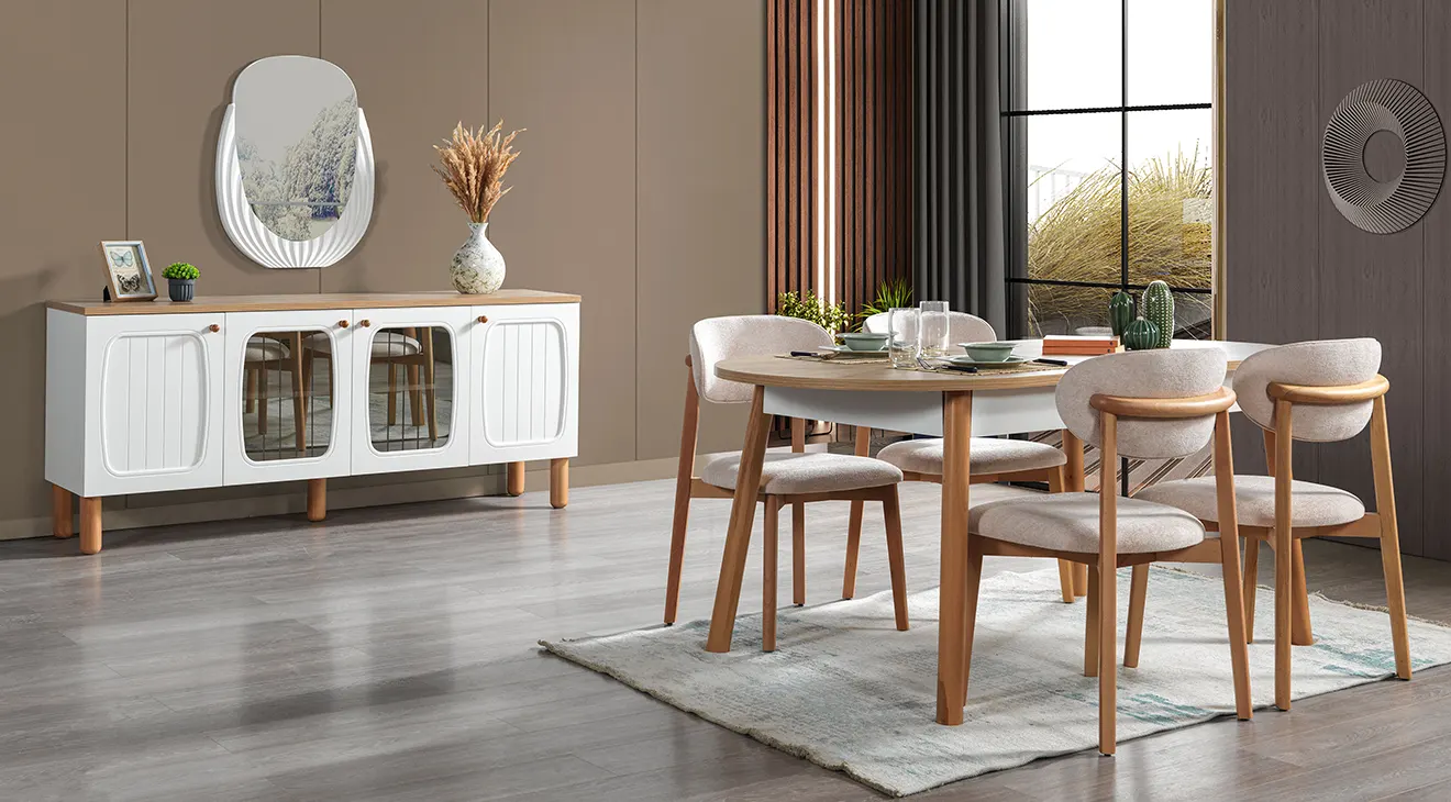 New Bohem Wooden Leg Dining Room Set