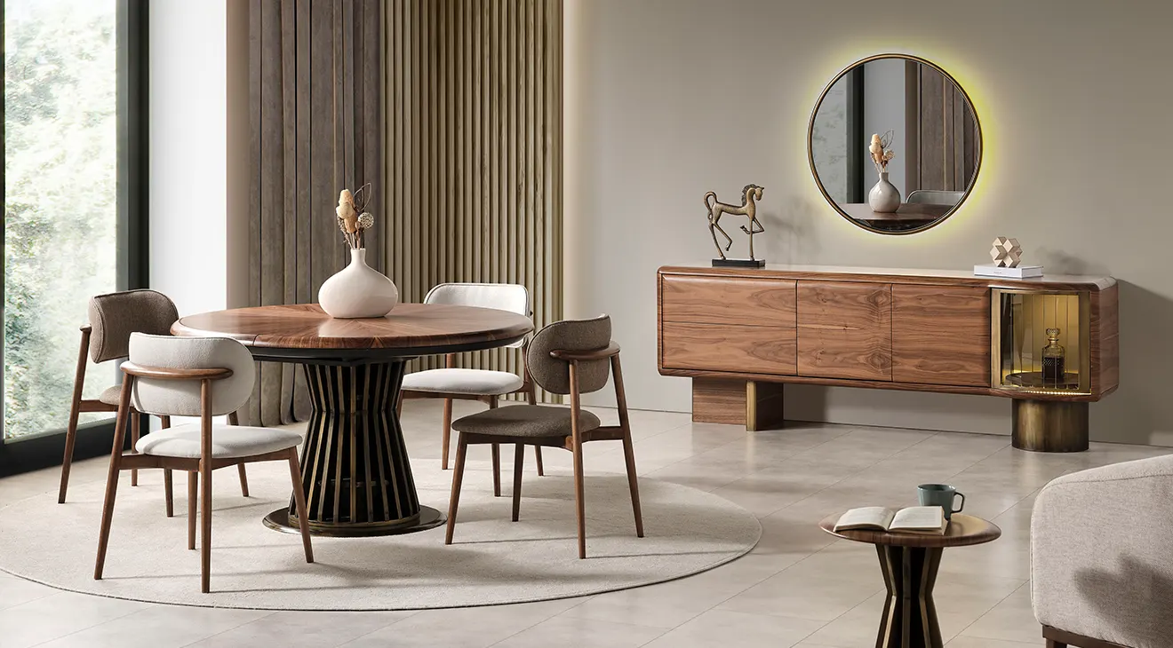 Pablo Walnut Modern Dining Room Set