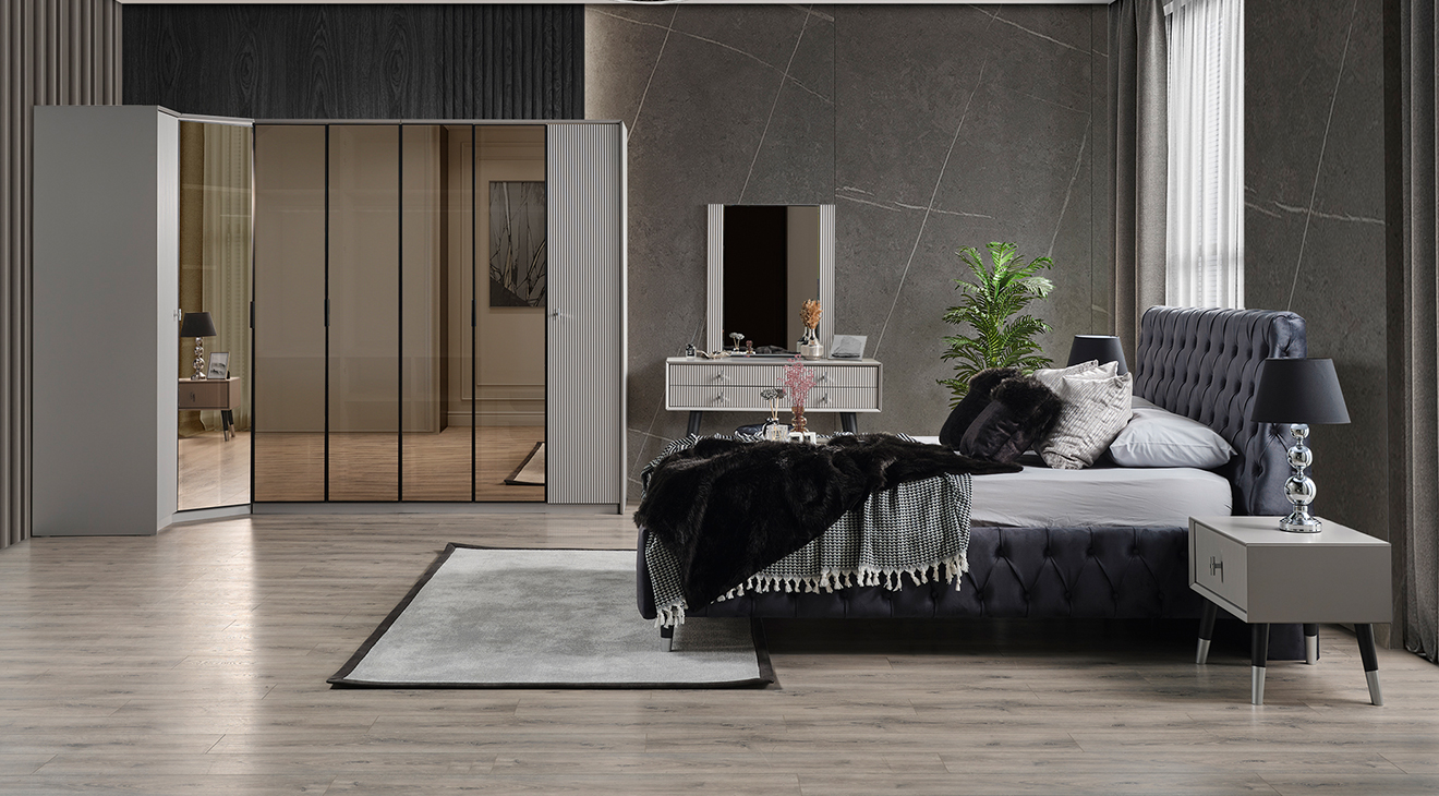 Acelya Corner Wardrobe Bedroom Set