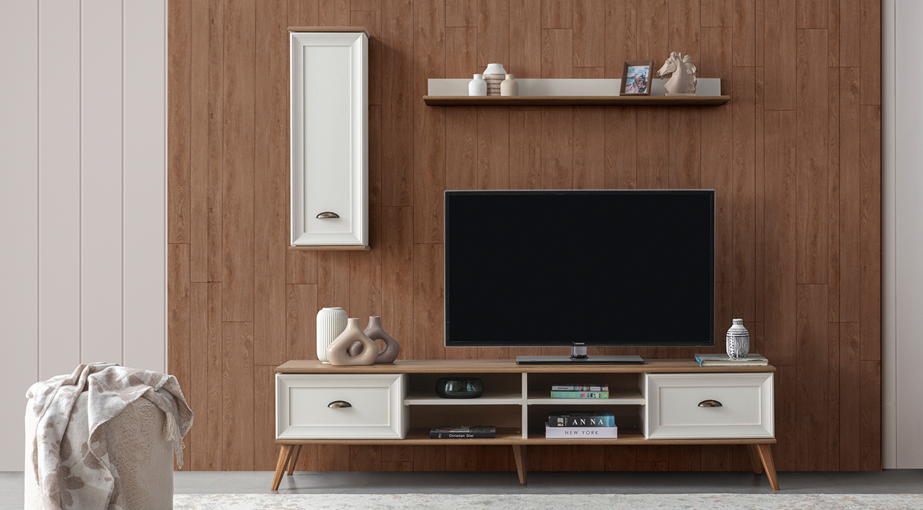 Ada Wooden Leg Modern TV Unit