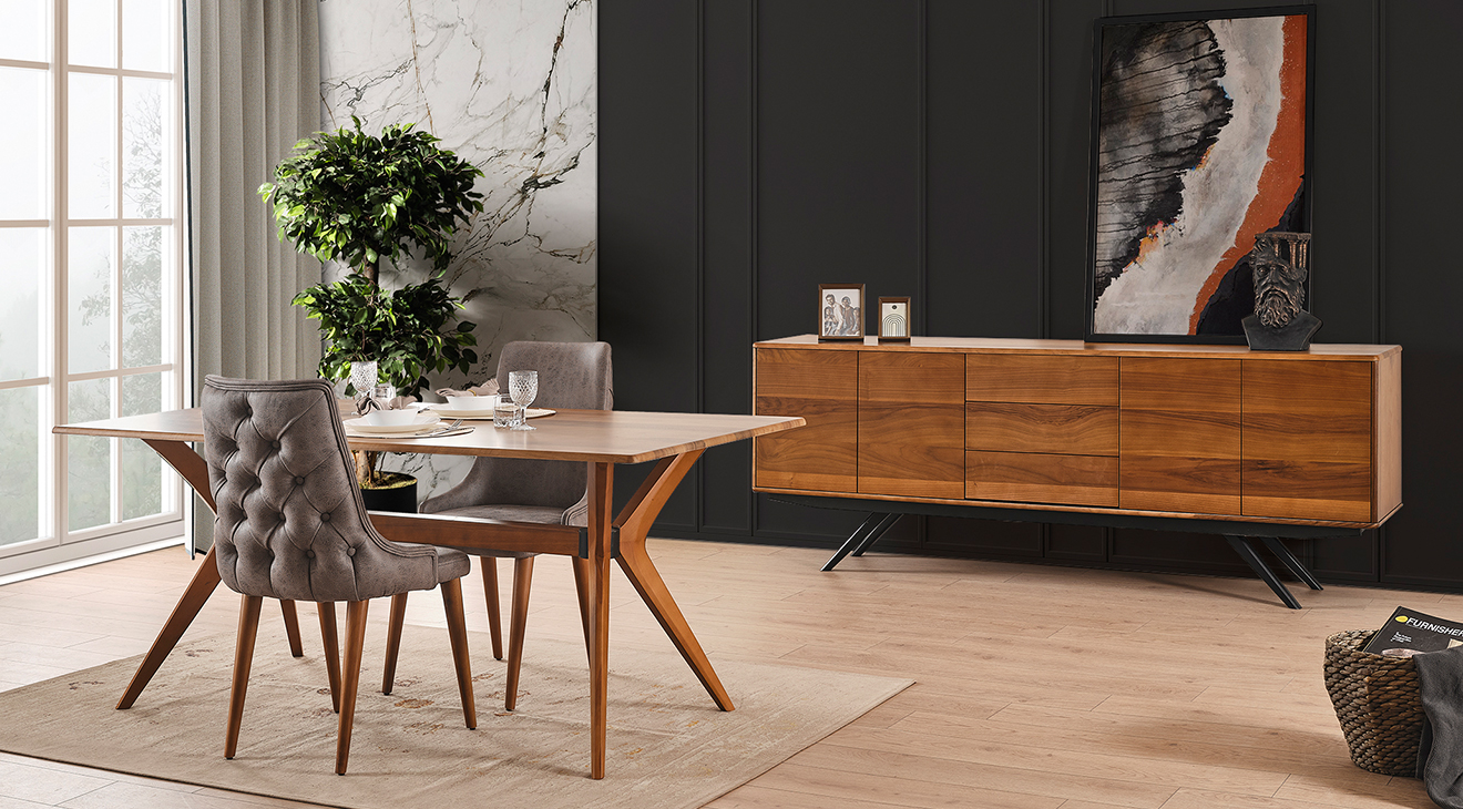 Ada Walnut Modern Dining Room Set