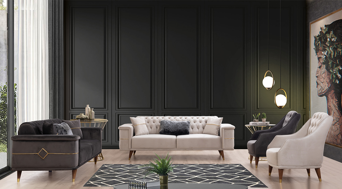 Anatolia Wooden Leg Sofa Set