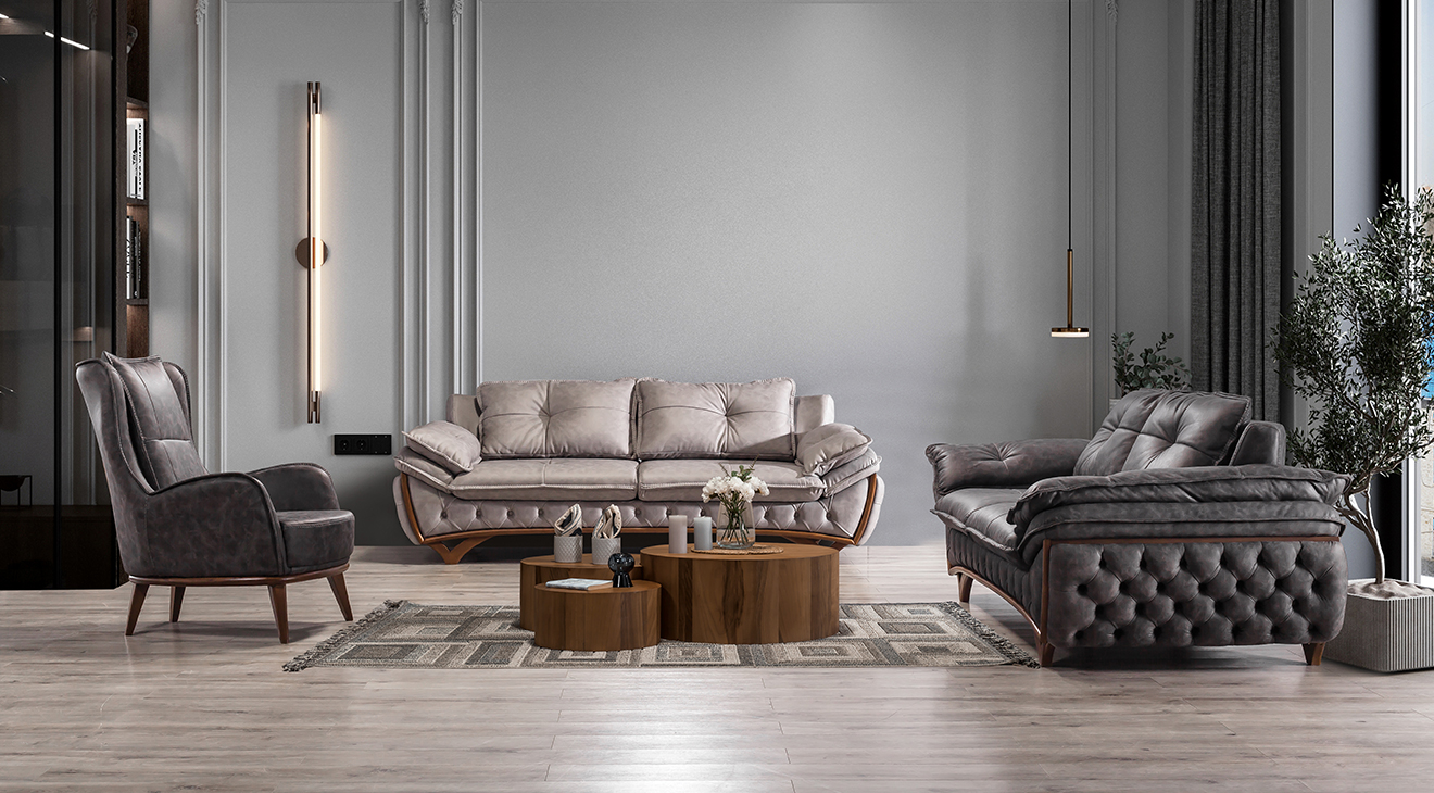 Angel Wooden Leg Sofa Set