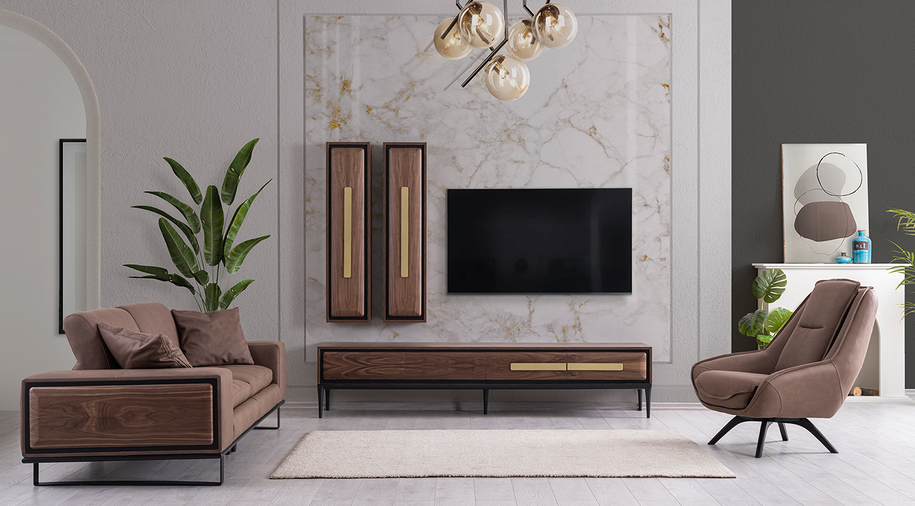 Armani Walnut Modern Tv Unit