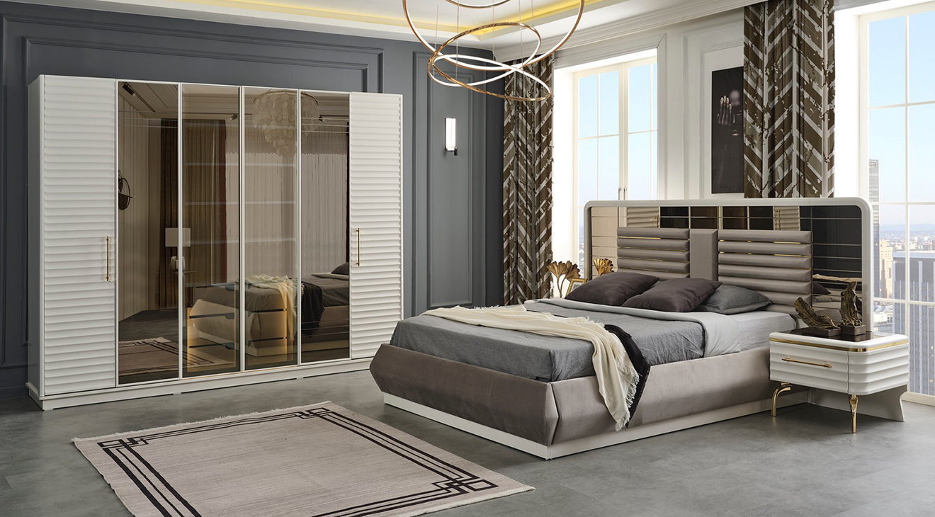 Asel Moonstone 6 Doors Bedroom Set