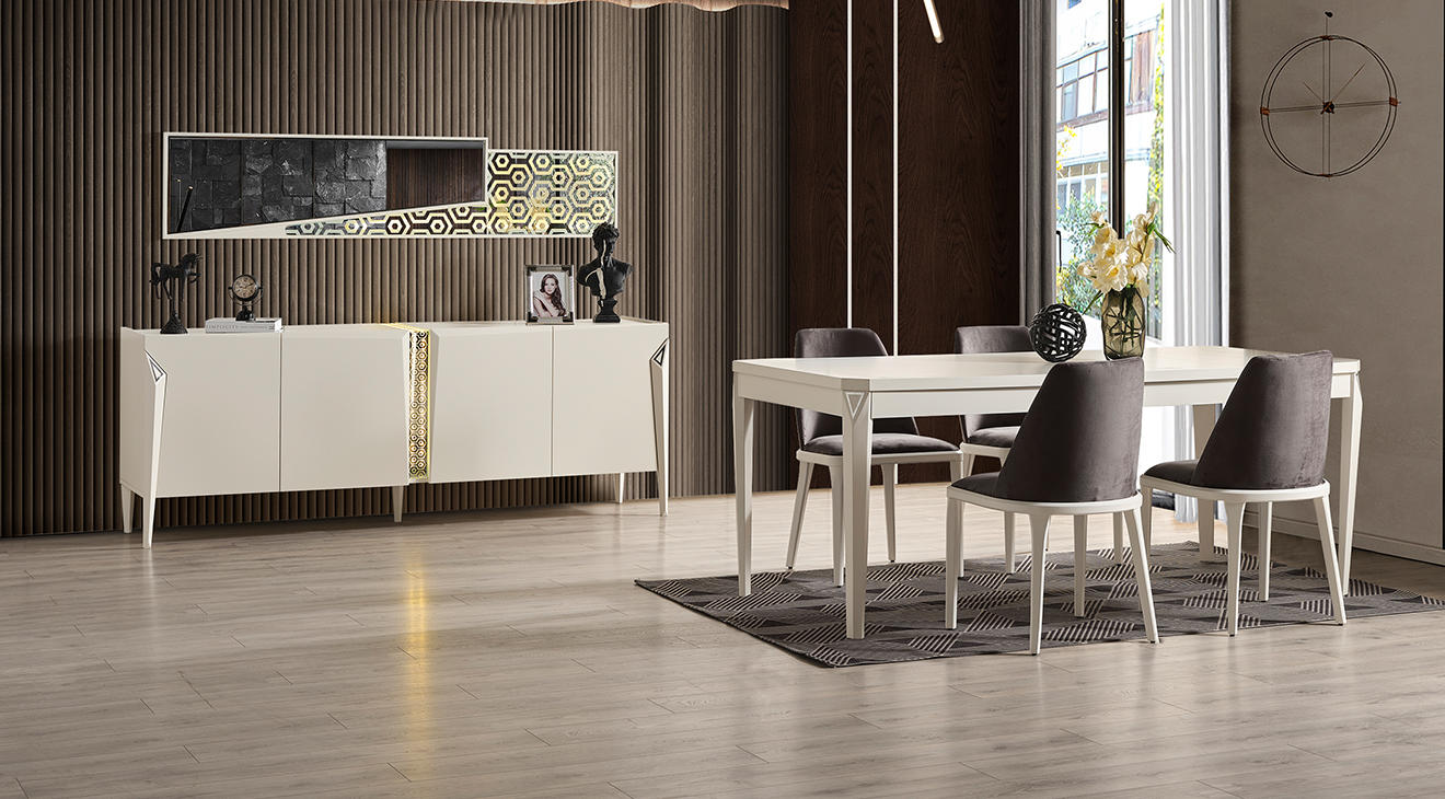Asel Wooden Leg Dining Room Set