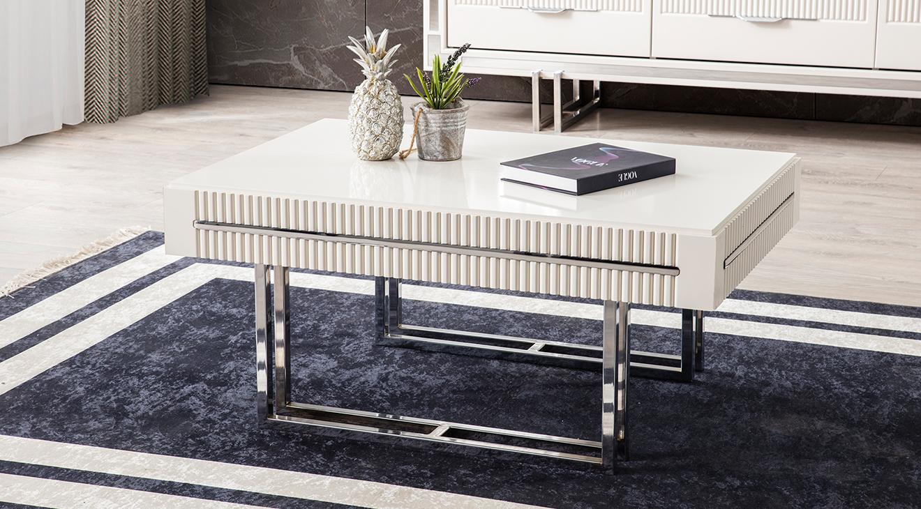 Aspendos Silver Metal Leg Coffee Table