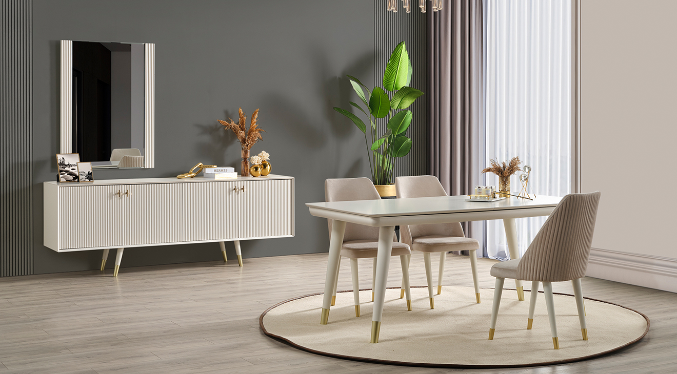 Asra Wooden Leg Dining Room Set