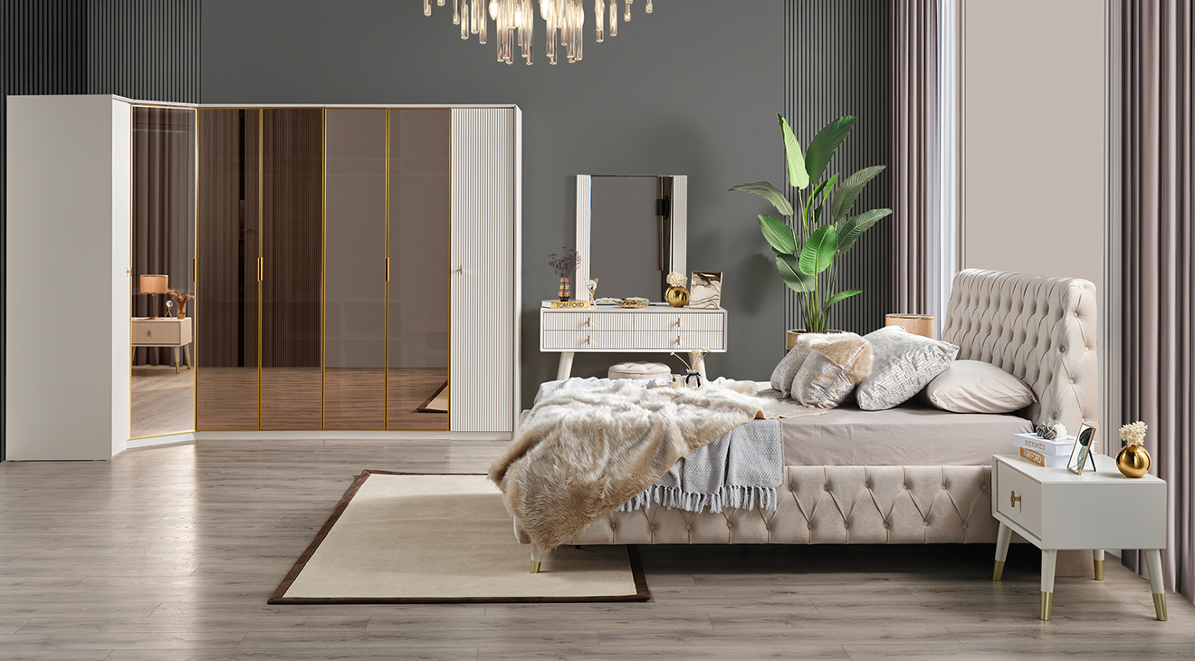 Asra Corner Wardrobe Bedroom Set