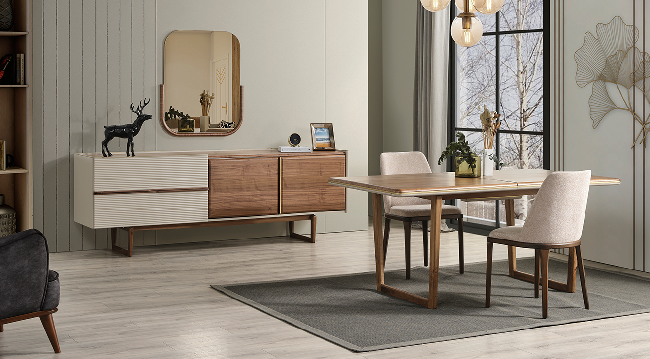 Auro Wooden Leg Modern Dining Room Set