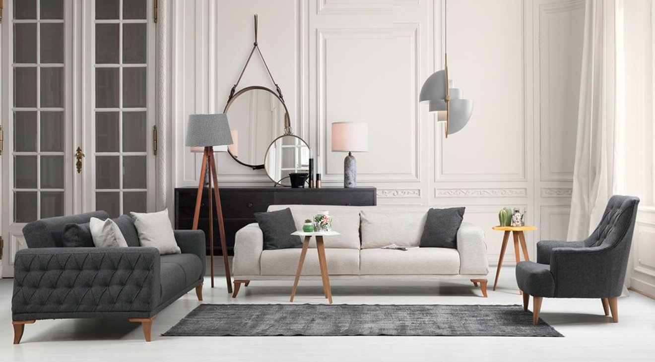 Avola Wooden Leg Sofa Set