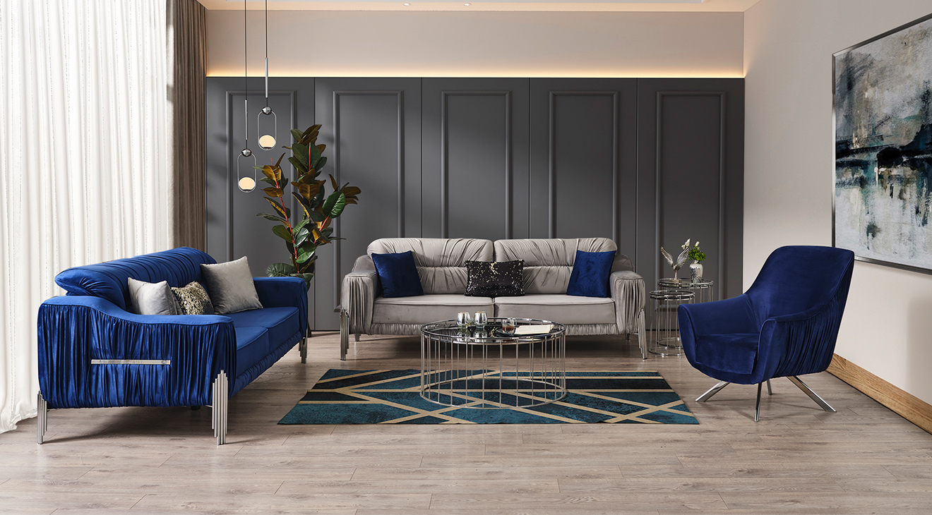 Ayaz Metal Leg Sofa Set