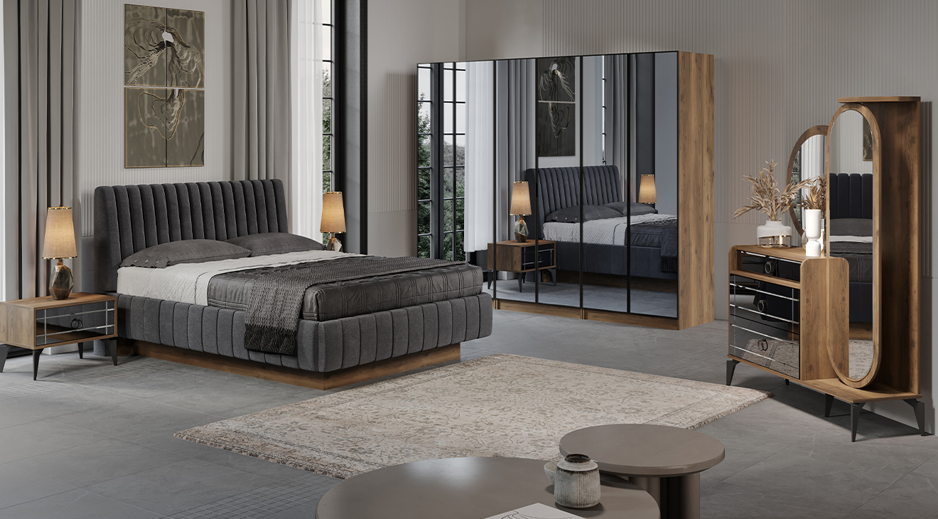 Beyoglu Walnut 6 Door Bedroom Set