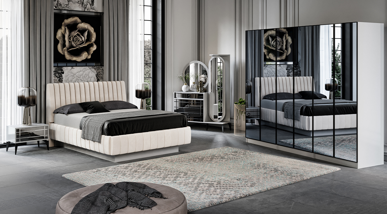 Beyoğlu Fog Gray 6 Door Bedroom Set