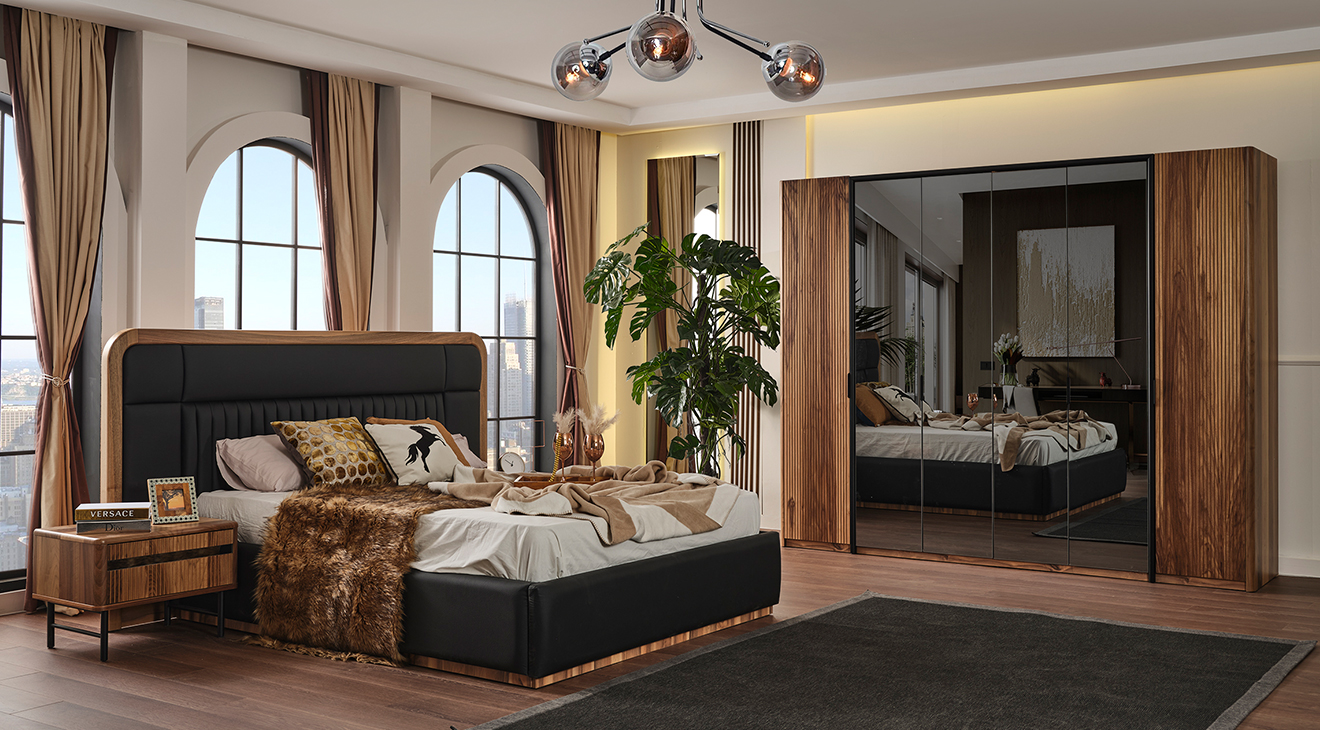 Bianca Walnut 6 Door Bedroom Set