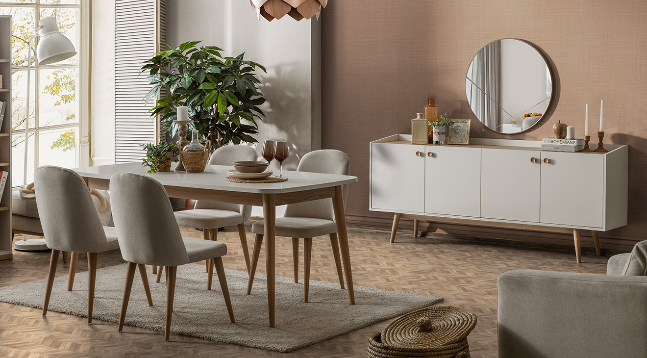 Bohem Wooden Leg Dining Room Set