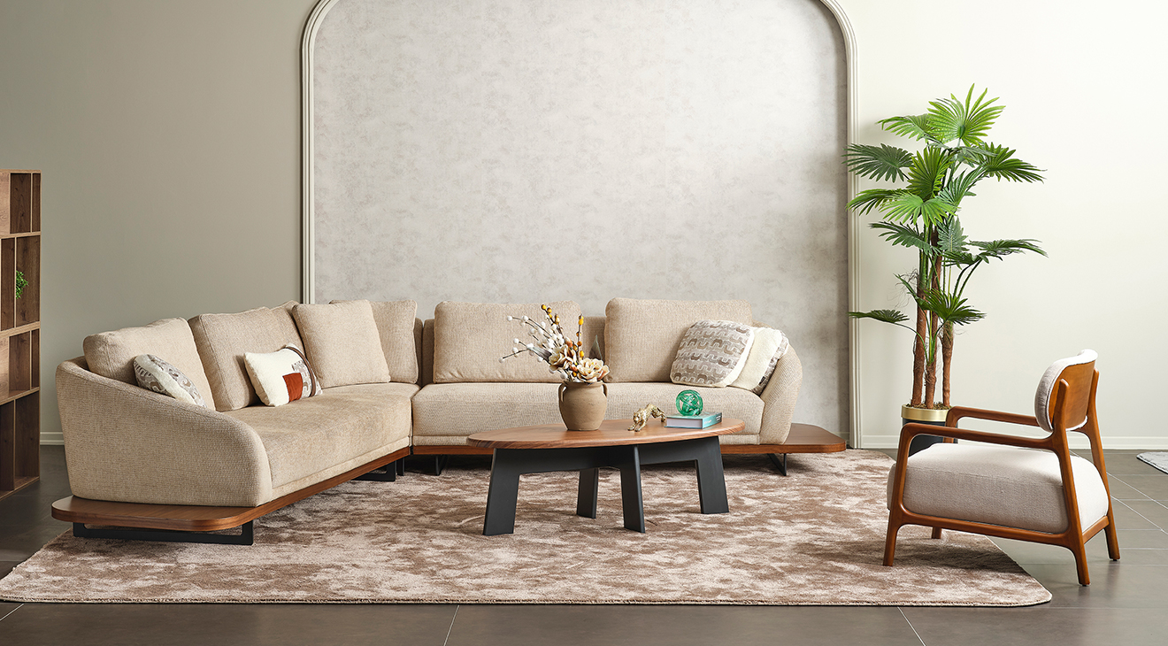 Bono Cream Corner Sofa Set