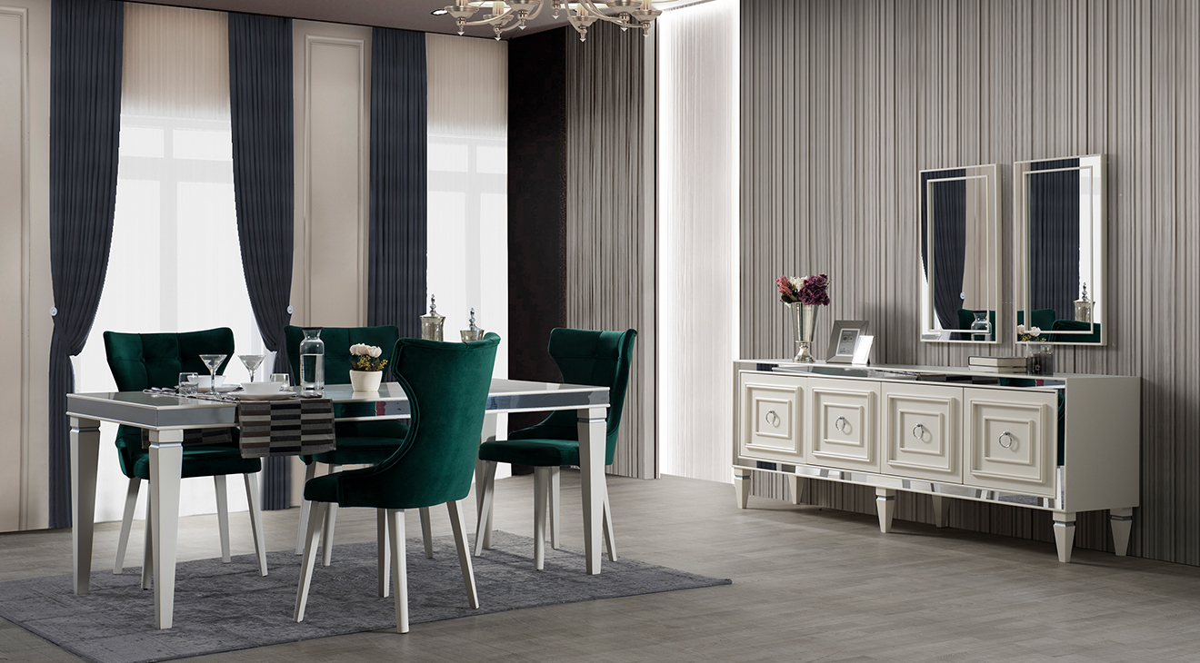 Bornova Art Deco Moonstone Dining Room Set