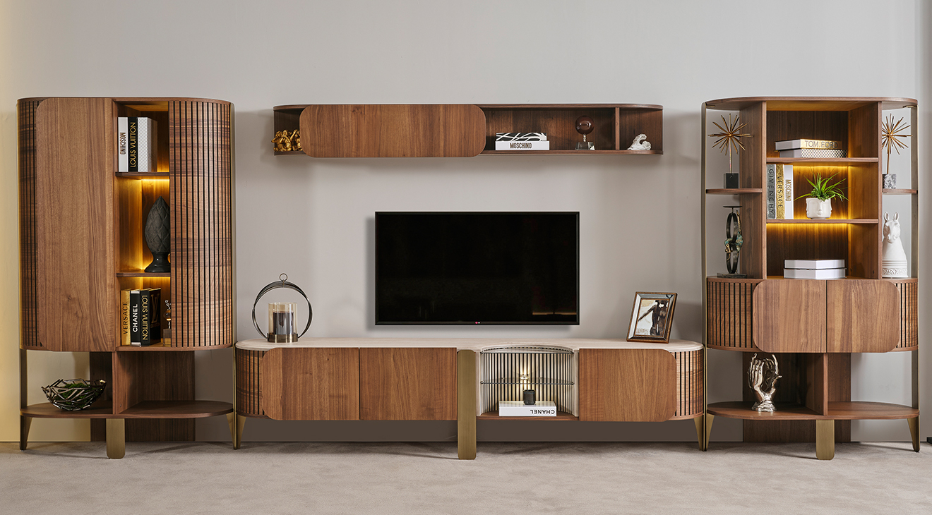 Bronze Walnut Modern TV Unit