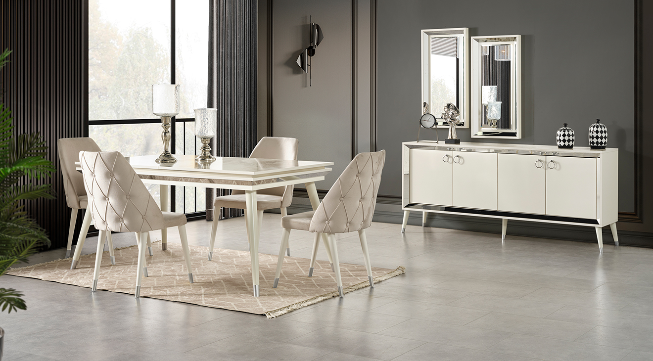 Damla Wooden Leg Dining Room Set