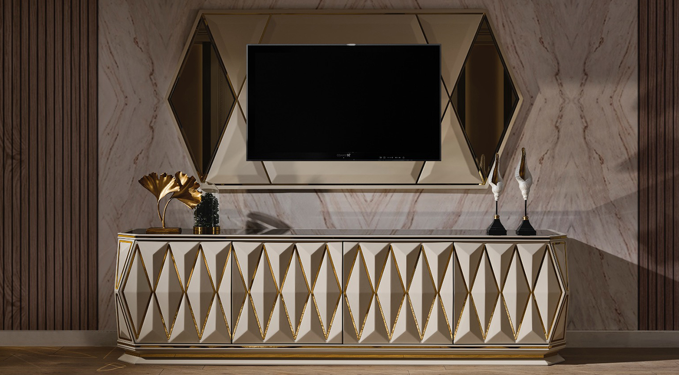 Diamond Cream Luxury Tv Unit
