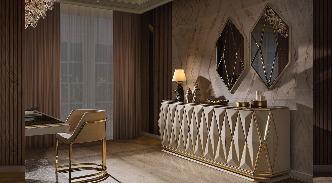 Diamond Krem Luxury Yemek Odası Takımı | Mobilyamevime | İnegöl Mobilya