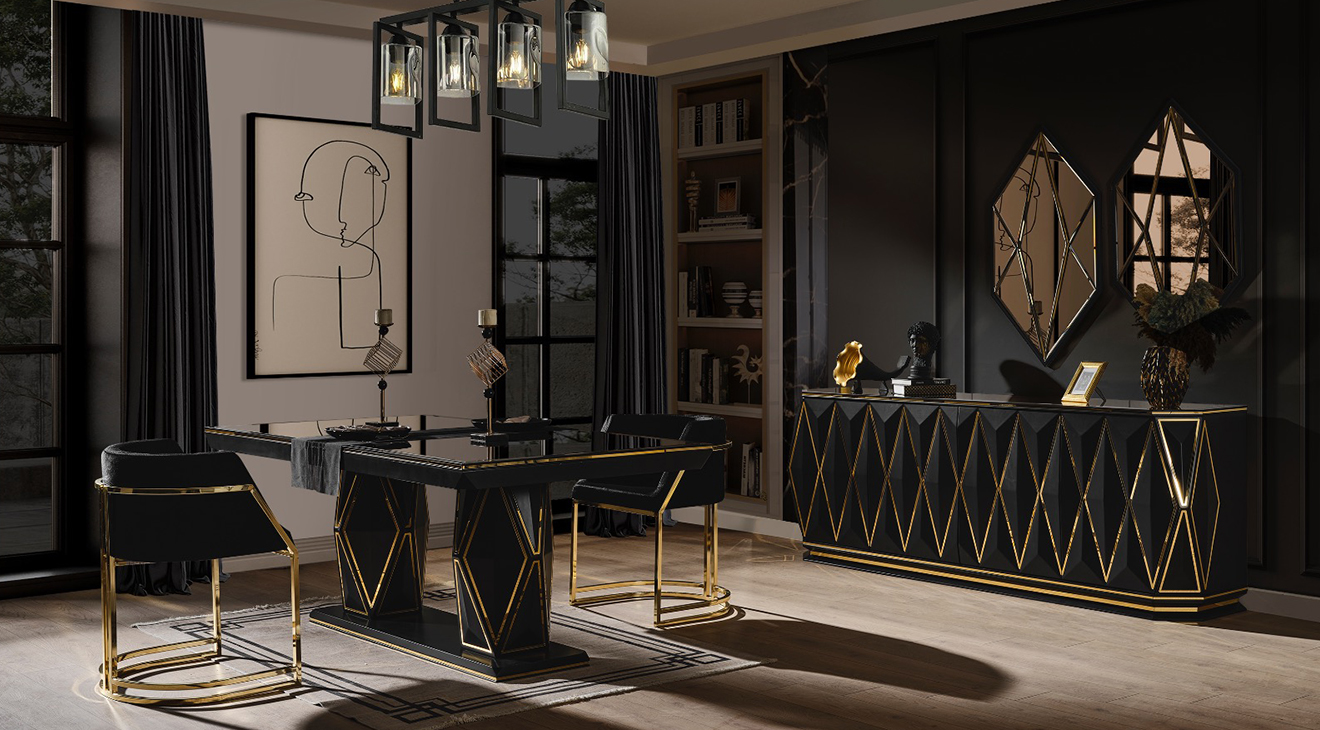 Diamond Black Luxury Dining Room Set
