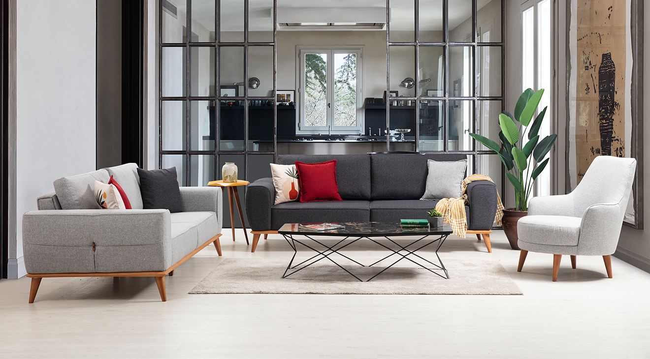 Dizayn Wooden Leg Sofa Set