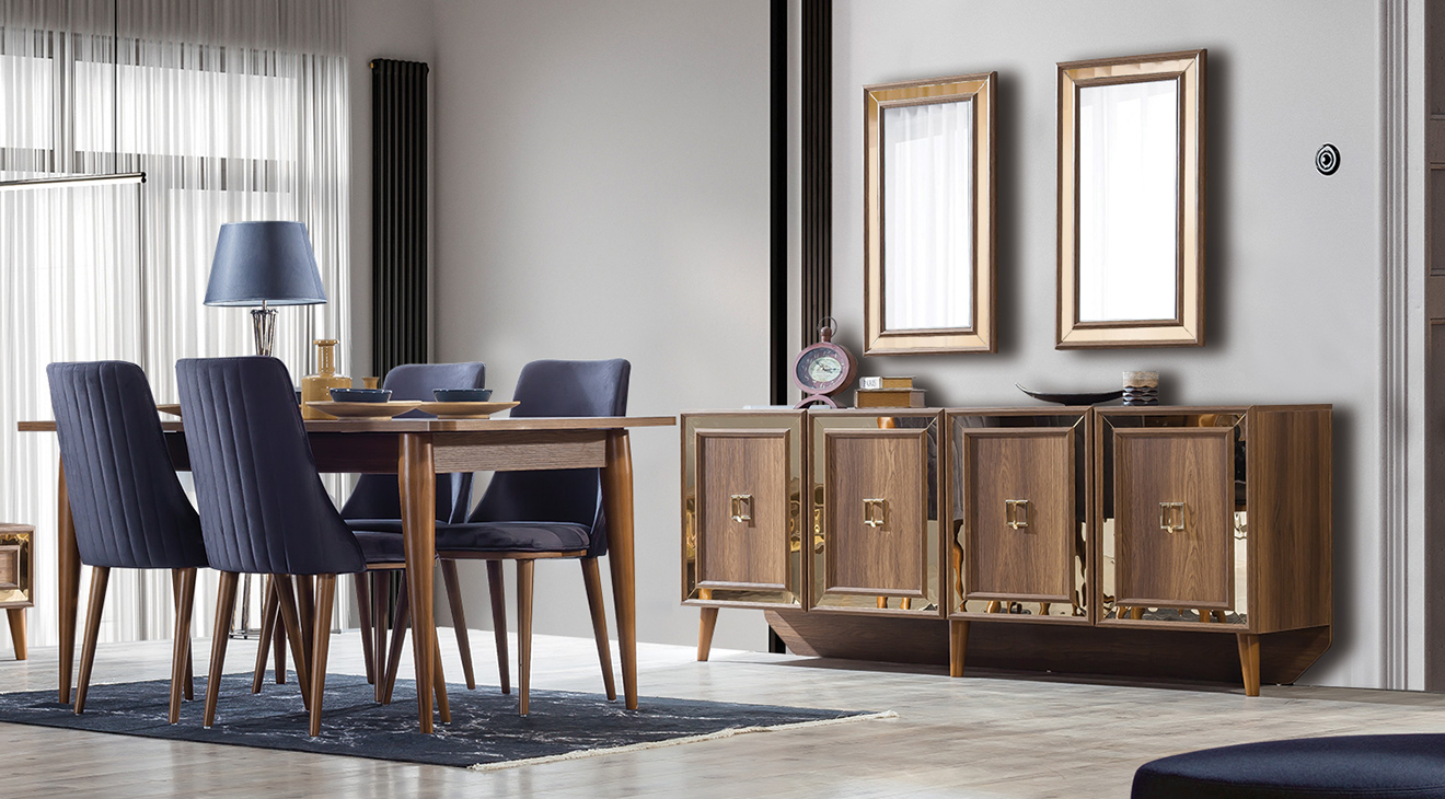 New Dora Walnut Dining Room Set