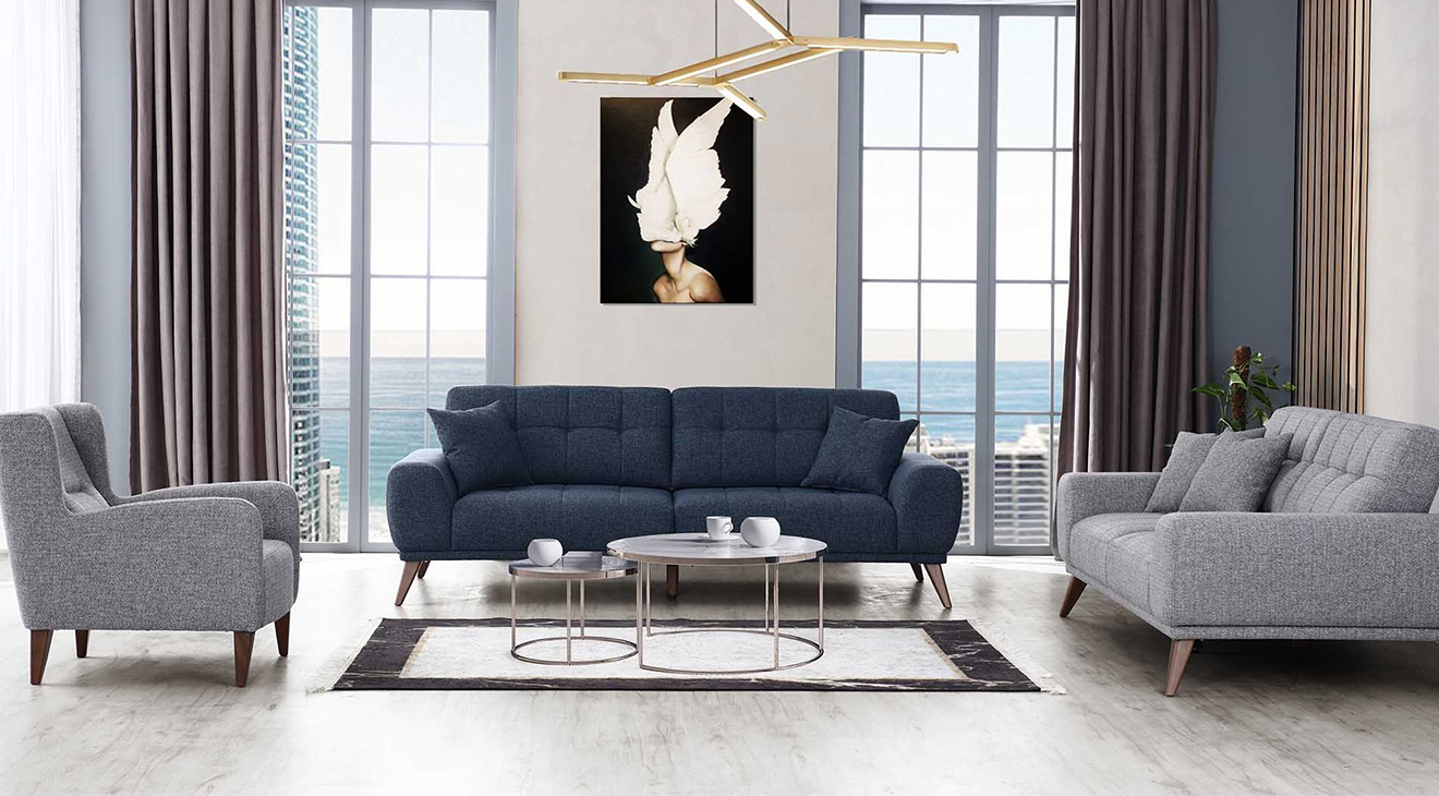 Dorian Wooden Leg Sofa Set