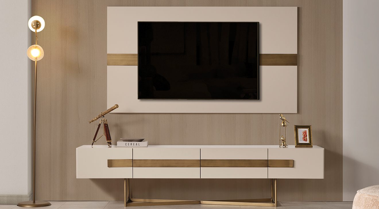 Doruk Gold Metal Leg TV Unit