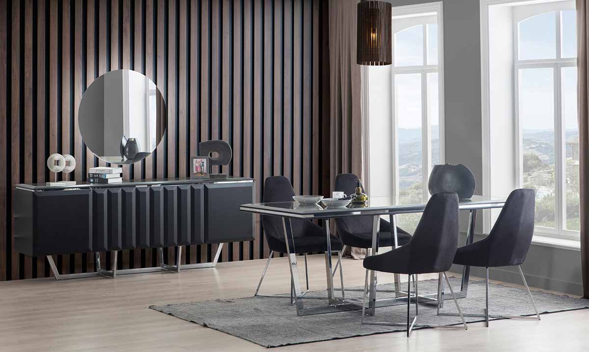 Elisa Metal Leg Dining Room Set (Black)