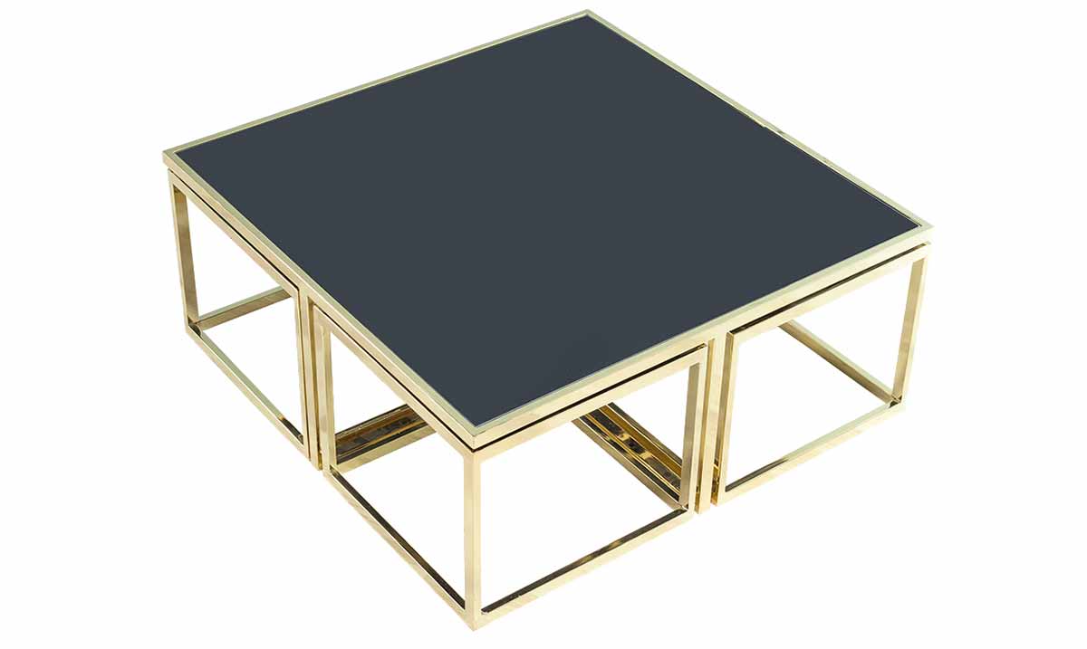 Gruşina Gold Metal Leg Kare Coffee Table