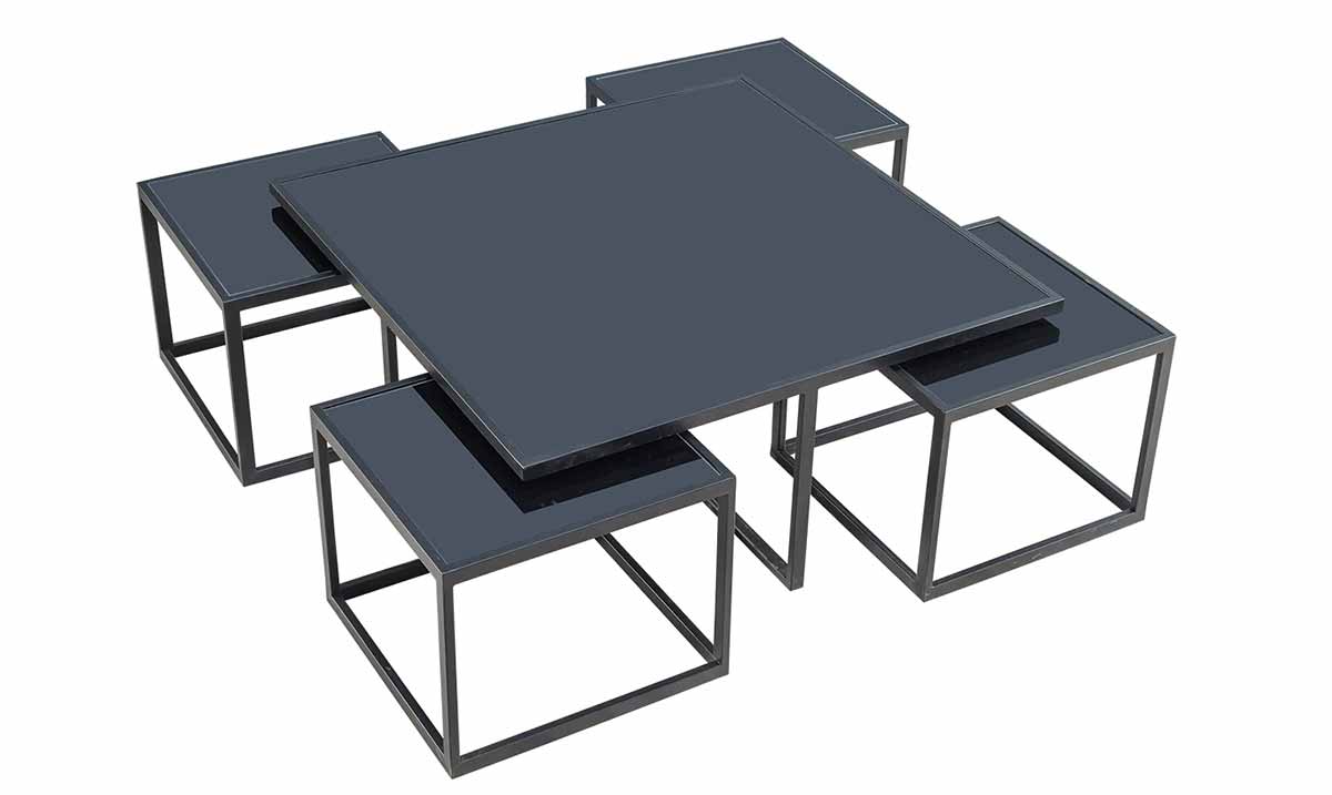 Gruşina Black Metal Leg Kare Coffee Table