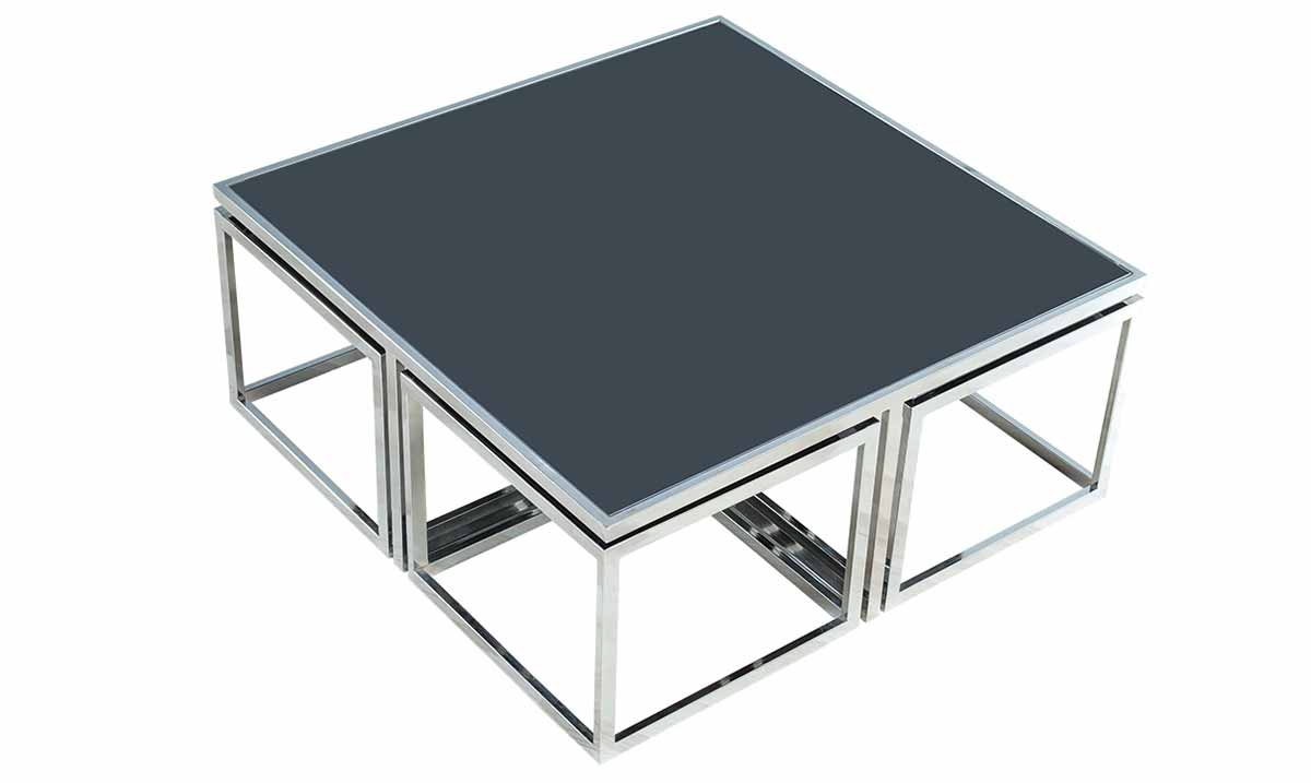 Gruşina Silver Metal Leg Kare Coffee Table