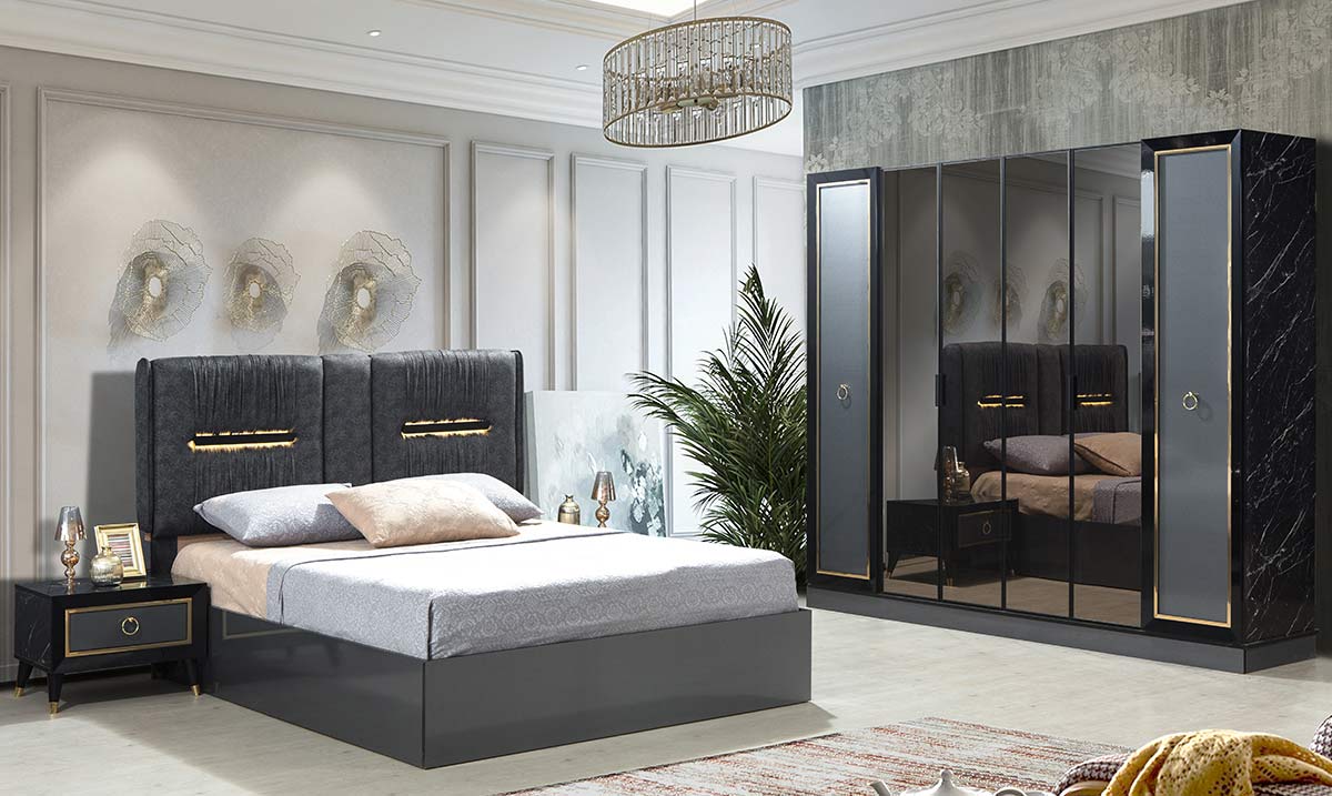 Hürrem Anthracite 6 Door Bedroom Set