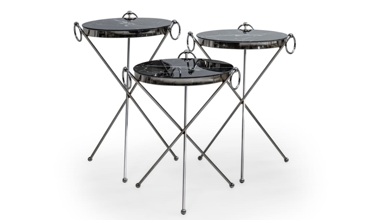 Küpeli Silver Metal Leg Side Table