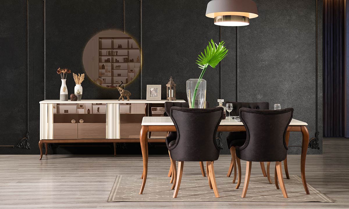 Naturel Wooden Leg Dining Room Set