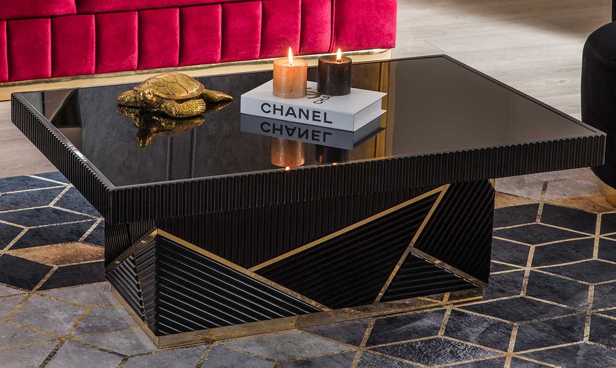 Rolex Gold Metal Leg Coffee Table