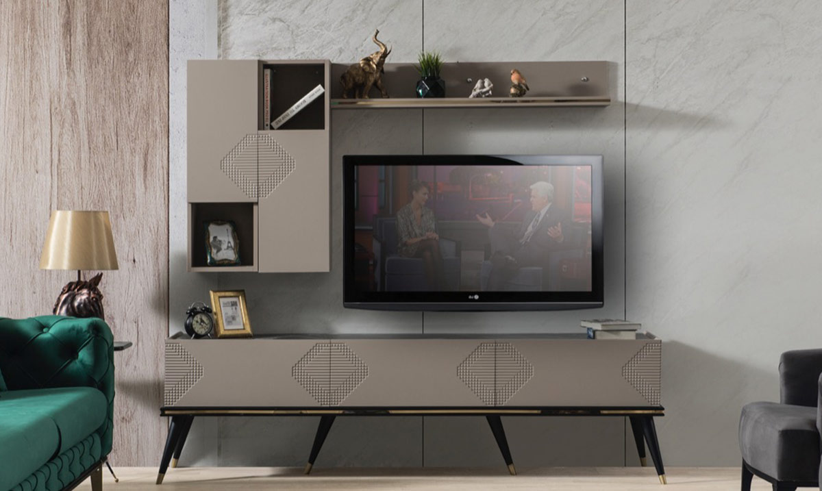 Salkım Selenit Metal Ayaklı Tv Ünitesi