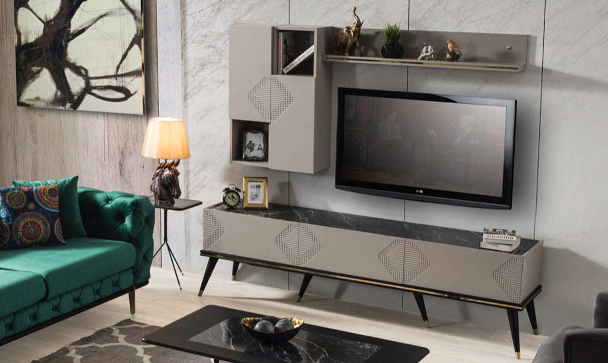 Salkım Selenit Metal Ayaklı Tv Ünitesi
