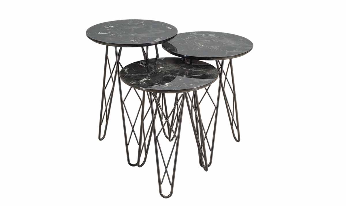 Sarmaşık Black Metal Leg Side Table