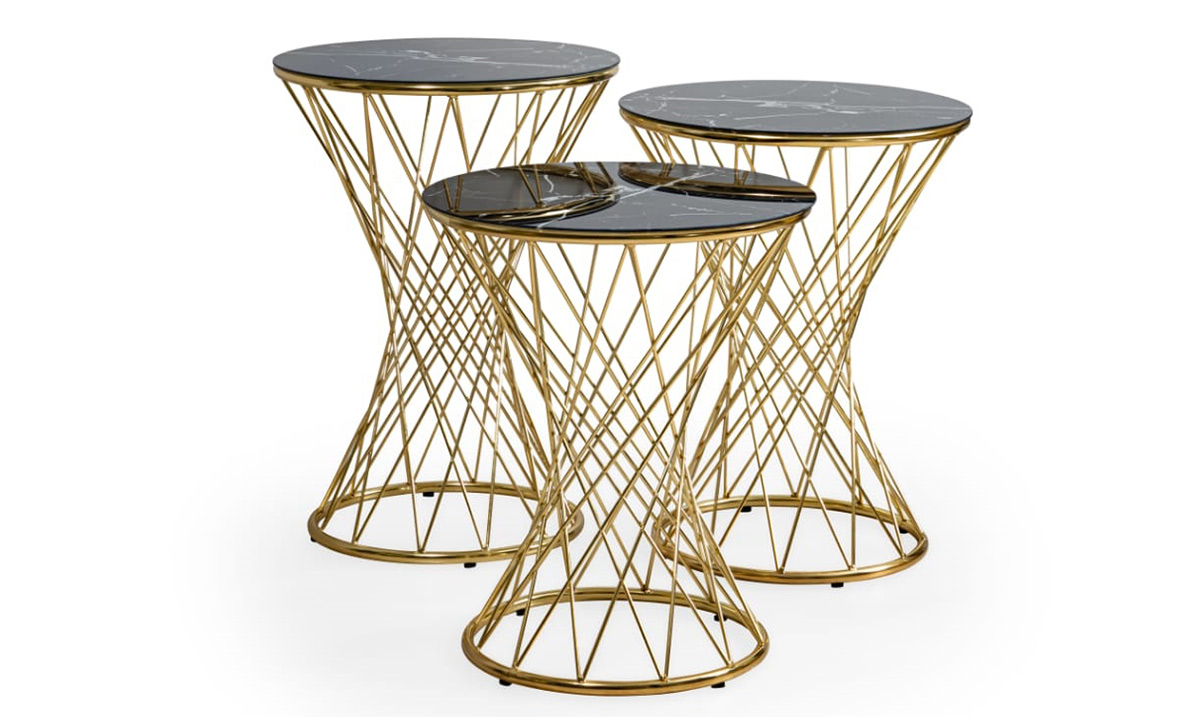 Sarmaşık Gold Metal Leg Side Table