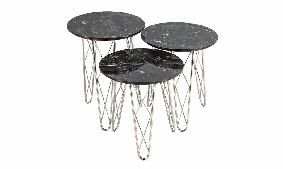 Sarmaşık Silver Metal Leg Side Table
